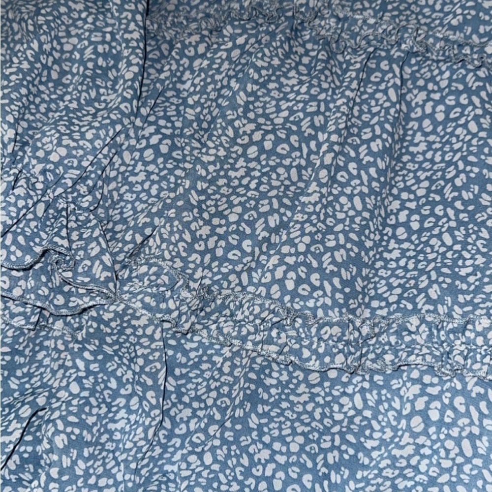 Elegant Blue Patterned Backless Dress